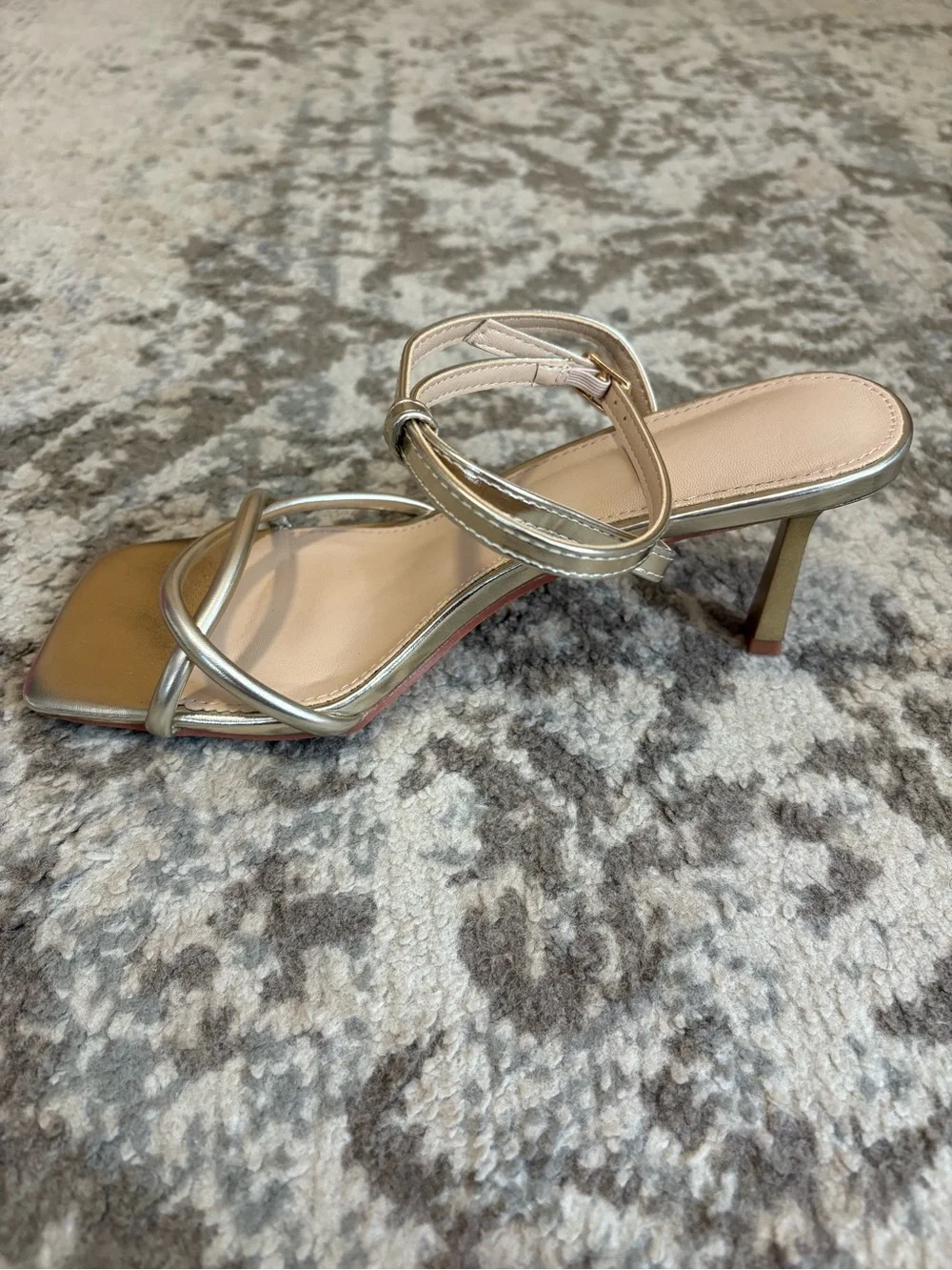 Women's Metallic Gold Strappy Heeled Sandals